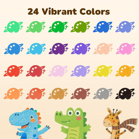 24 4-8 1-3, JUPITEARTH Colors Crayons for Kids Ages with Coloring Book & Bonus Stickers, Non-Toxic & Washable Triangle