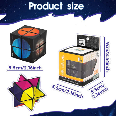 2 in 1 Kids Fidget Toy Magic Cube with Colorful Planet Pattern for Boys & Girls Solar System
