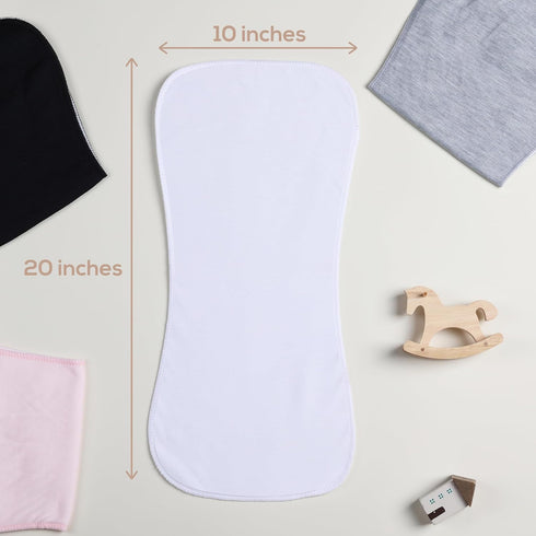 lazyrhino 8 Pack Baby Burp Cloths, Unisex for Boys and Girls, Super Absorbent and Soft Towel,Solid Color (White)