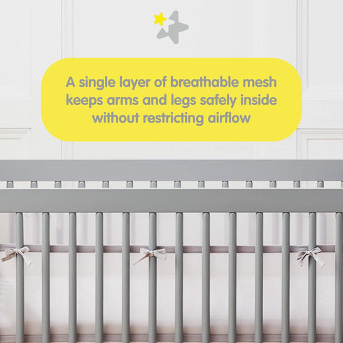 BreathableBaby Breathable Mesh Liner for Full-Size Cribs, Classic 3mm Mesh, White (Size 2FS Covers 2 Sides)