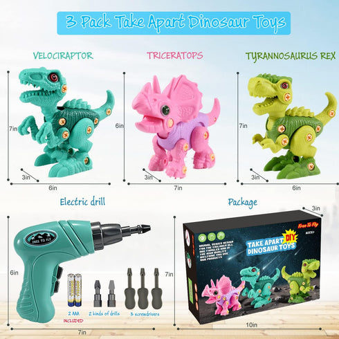 3 4 5 6 3-5 5-7, Set FREE TO FLY Dinosaur Toys for Years Old Girls, Take Apart Dinosaur Learning Toys for Kids STEM