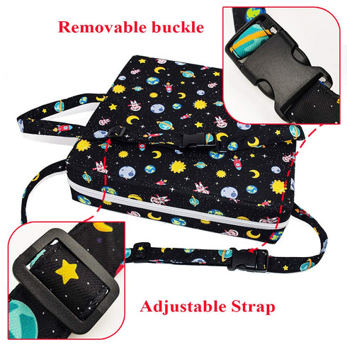Dining Chair Heightening Cushion, Portable Adjustable Highchair Booster for Baby Toddler Kids, Washable Seat Pad (Black