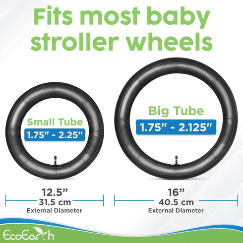 EcoEarth Inner Tube Tire Replacements, Two 16” x 1.75/2.125 & One 12.5” x 1.75/2.25 for Jogging Stroller, Compatible w/All Brands: BoB Revolution Flex/Pro/SE/SU, Graco, Go Jogging & More