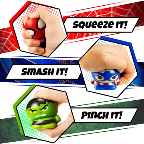 JA-RU Marvel Avengers & Spiderman Foam Balls - 3 Squishy Toy Stress Balls for Kids, Superhero Stress Relief