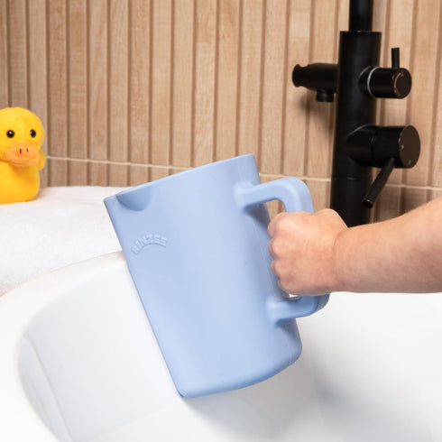 100% Rinzee Baby Bath Cup with Suctions - BPA Free, Food Grade Silicone Rinse Cup, Clutter-Free Tub Area, Kids Learning