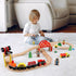 Set 39 5 3,4,5 Set Qilay Wooden Train for Toddler - Pcs Wood Train Tracks with Crane, Bridge & Wooden Trains - Train