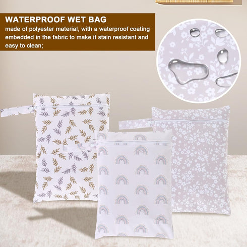 Tcwhniev 3 1) Pcs Wet Bags Storage Bags with Zipper Closure Waterproof Wet Storage Bag Wet Dry Bag for Swimsuits Baby