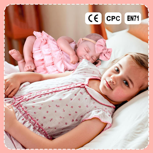 Aori Lifelike Reborn Doll, Realistic 20 Inch Sleeping Newborn Baby Girl, Poseable Limbs with Feeding Kit