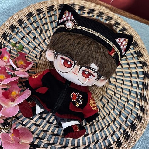 niannyyhouse 20cm Plush Doll Clothes, Red Flame Set with Headwear Coat Pants Shoes Soft Stuffed Plush Toy Dress Up