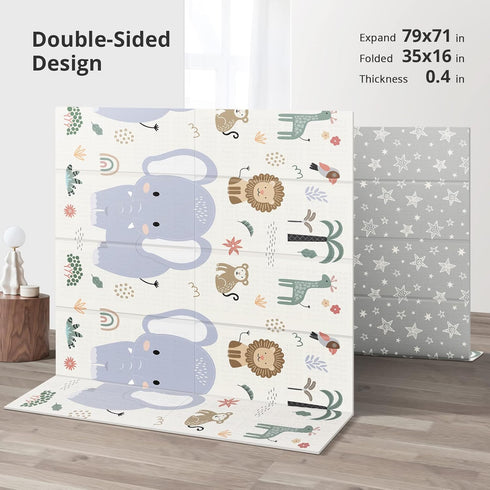 79x71 0-12 Tummy NOONKTY Extra Large Baby Play Mat for Floor, Foldable Foam Playmat for Babies Months & Kids, Non-Toxic