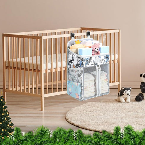 EUBUY Changing Table Diaper Organizer, Nursery Caddy Organizer for Cribs Playard Baby Essentials Storage, Oxford Fabric