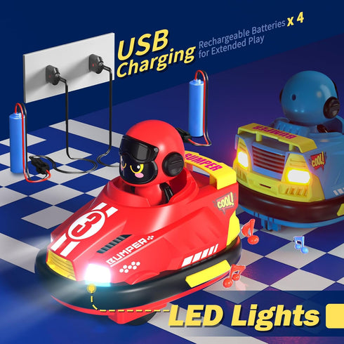 2 Pack Remote Control Bumper Cars Toys for Ages 5-7, RC Cars for Ages 2-4 Toddlers, Birthday Gift for Boys