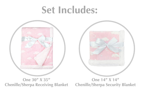 American Baby Company Heavenly Soft Chenille Sherpa Blanket Set, 3D Pink Cloud for Girls