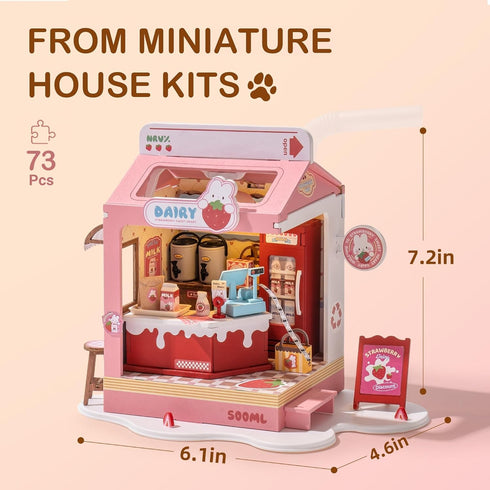 14+, DIY Mini House Building Miniature Kit Milkbox, Miniverse Lifestyle Bookshelf Decoration, Cute Craft Kits for Women