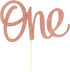 One Cake Topper - 1st Birthday Number One Cake Decorating, First Anniversary Party Decor Rose Gold Glitter