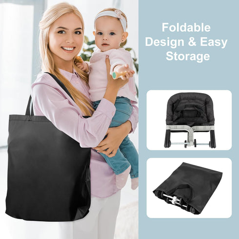 Hook On High Chair, Portable Foldable Clip On Baby Travel High Chair, Lightweight Feeding Seat with Storage Bag