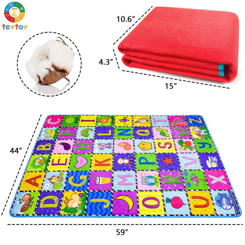 (59 44 Inch) teytoy Baby Cotton Play Mat, Baby Crawling Mat Super Soft Carpet Plush Surface Non-Slip Design, Floor