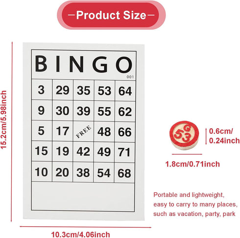 Bingo Board Game, Classic Bingo Cards, Vintage Wooden Bingo Game, Wooden Bingo Set Includes 40 Bingo Number Cards and 75 Chess, Game of Chance for Family Party Kids Adults Holiday Activities