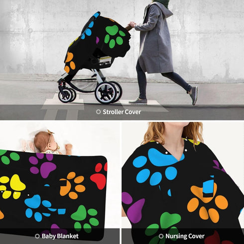 Hcpwzrf Colorful Print Baby Car Seat Cover & Nursing Cover - Breathable Stretch Multi-Use Cover for Breastfeeding