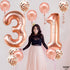 KatchOn Rose Gold 31 Balloons Pack of 12, 40 Inch Birthday Decorations for Women with Confetti Balloons