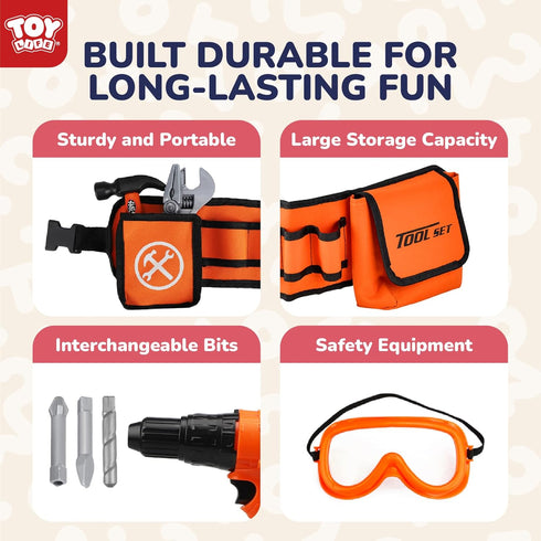 Set Set 3 4 5 6 7 8 TOY Life Kids Tool with Kids Tool Belt & Toy Drill, Toddler Tool for Kids Pretend Play, Toy Tools