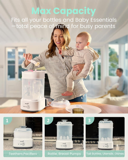 GROWNSY Bottle Sterilizer and Dryer, Compact Electric Steam Baby Bottle Sterilizer (Esterilizador de Biberones), Bottle