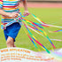 12 Pcs Rainbow Ribbon Wooden Waldorf Toys, Creative Hand Kite Set with Wood Ring for Educational Playroom Dancing.