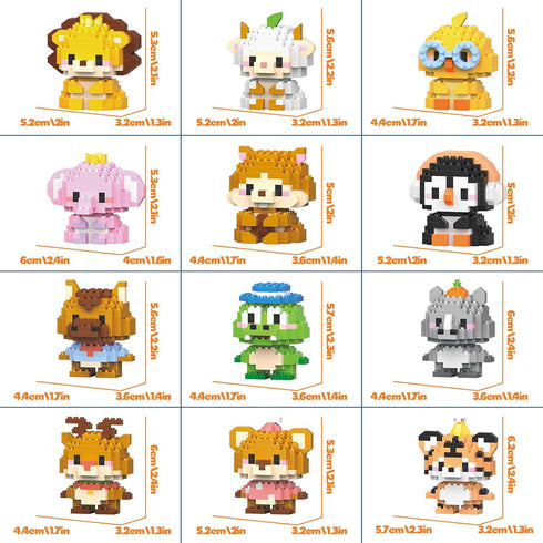 APENGBAOL 12 Pack Sets,Micro Girl(1,691 Animals Building Block Mini Animals Party Favors for Kids, Birthday Gift