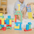 Melissa & Doug Wooden Building Blocks Set - 100 Blocks in 4 Colors and 9 Shapes, FSC Certified for Kids