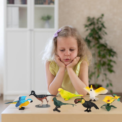ONEST 13 Pieces Mini Bird Figurines Playset, Hand Painted Tiny Birds, Realistic Detailed Resin Bird Figures Toys