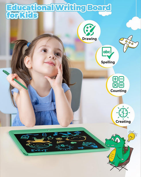 15 Inch 3 4 5 6 7 8 KOKODI LCD Writing Tablet with Anti-Lost Stylus, Erasable Doodle Board Colorful Toddler Drawing