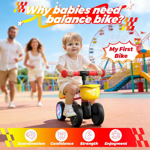 Kkdi 1 2 1 2 Baby Balance Bike Ride on Toys for Year Old, Toddler Bike, First Birthday Gifts for Year Old Boys Girls