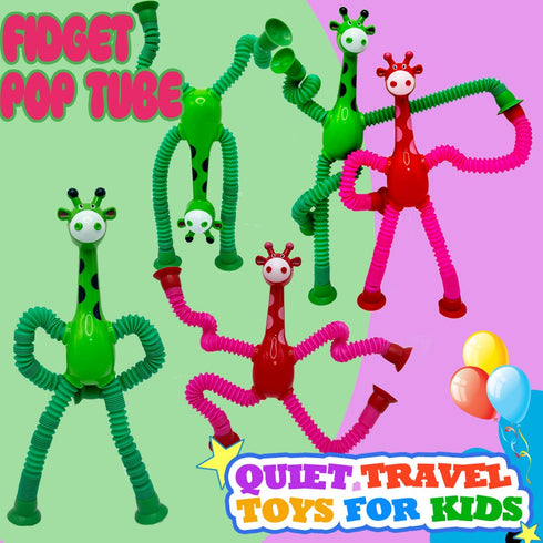 xinkentoo (6PC Telescopic Suction Cup Toy, Pop Tube Sensory Fidget Toys for Autism, Airplane Travel Essentials