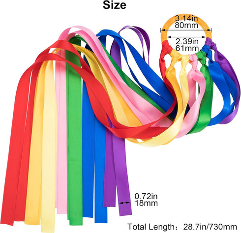 ANCIRS 2 Pack Rainbow Hand Kites, Plastic Dancing Ribbon Streamer Wand for Indoor Outdoor Party Play