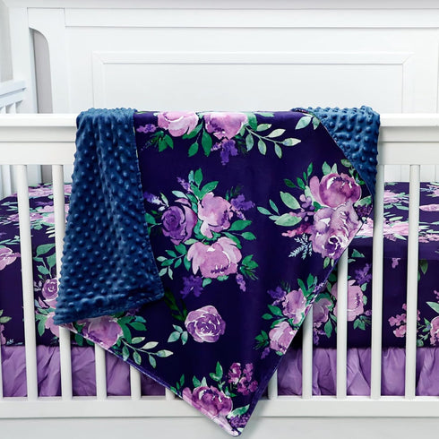 TANOFAR Baby Blankets, Purple Floral Minky Toddler Blanket for Boys Girls, 30 x 40 in