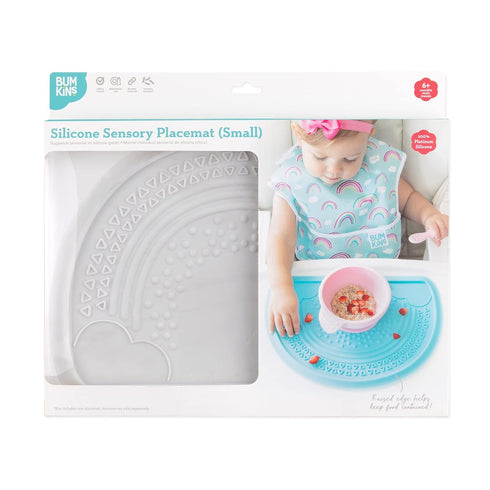 6 Bumkins Baby Silicone Sensory Placemat, for Babies and Toddlers, Suction Mat for Restaurants, Stick On High Chair