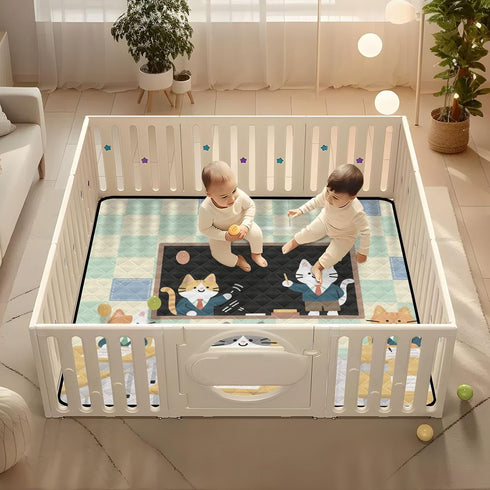 EtherSpher 50'' 50''alfombras Cats Study School Cartoon Cute Large Stylish Baby Playmat for Floor Lightweight Foldable