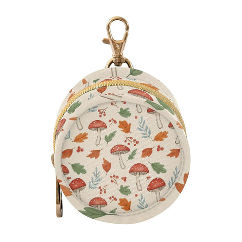 PYBUG Mushroom Round Pacifier Storage Case, Polyester & TPU Lined with Hook Buckle,
