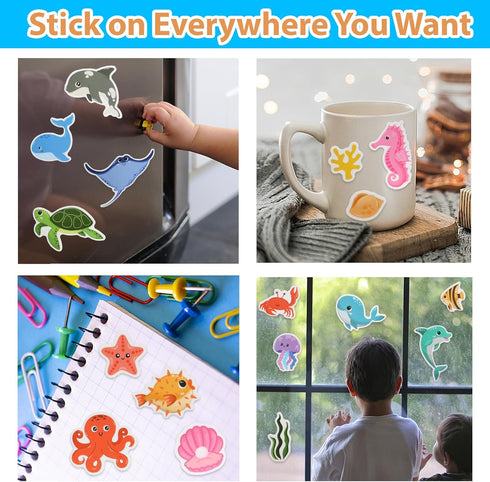 2-4 1-3, Jelly Sticker Books for Toddlers Years, Under The Sea Stickers for Kids Reusable Sticker Book for Toddler