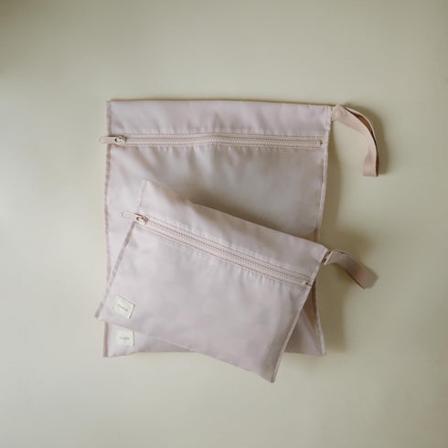 Set 2 mushie Water Resistant Wet Bags | Large & Small Reusable Storage Bag for Baby Items and Travel | Zippered Pockets