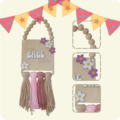 Bohemian Wooden Bead Decor Sign for Girls' Nursery