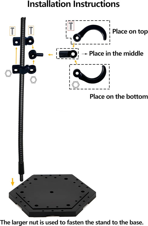 Action Figure Stand with Adjustable Metal Support Arm, Display Holder Base Compatible with HG RG SD SHF Gundam (2Pcs