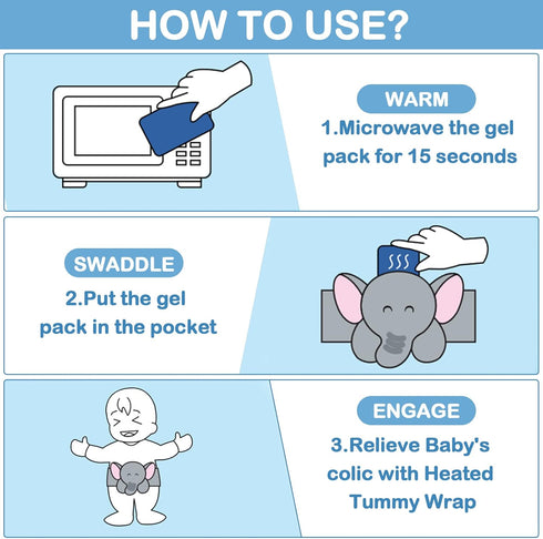 Tummy Upset Baby Colic and Gas Relief - Heigoeost Heated Wrap for Newborns Belly Relief by Soothing Warmth, Baby