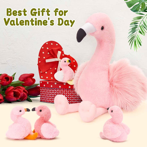 Animals-18in Mommy 4 MorisMos Plush Flamingo Stuffed Stuffed Flamingo with Baby Bird Toys for Girls Boys,Pink Bird