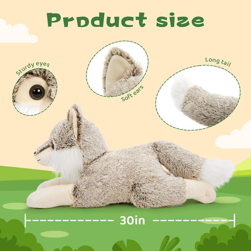 30", BENINY Giant Wolf Stuffed Animal Super Soft Pillow Plush Toy, Big Fluffy Plushie Gift for Birthdays & Christmas