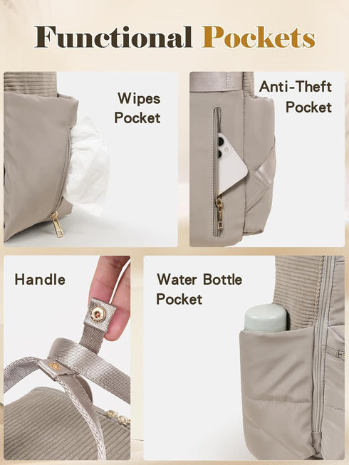 Backpack 15 Mom,4 MOMINSIDE Diaper Bag Large Baby Diaper Bag With Pockets,Patchwork Baby Travel Bag Organizer