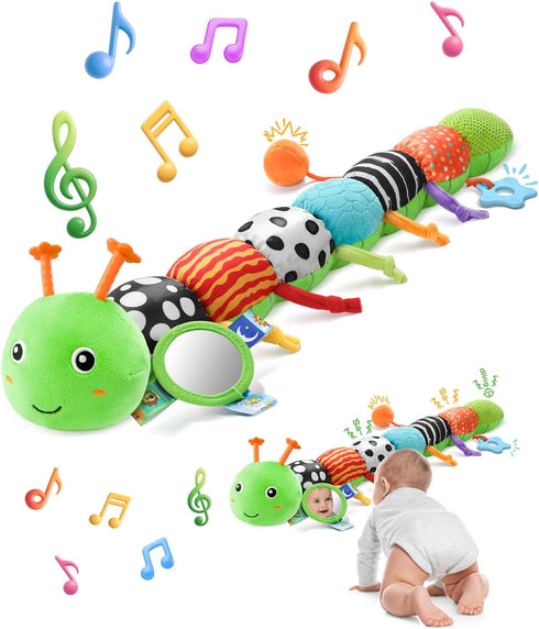 AWOTOY Baby Toys 6-12 Months Music Caterpillar,Stuffed Animals Infant Toys 0-3-6 Months,Teething Sensory