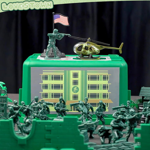 LovesTown 115PCS Army Men Playset, Military Soldier Set with Helicopter for Gifts
