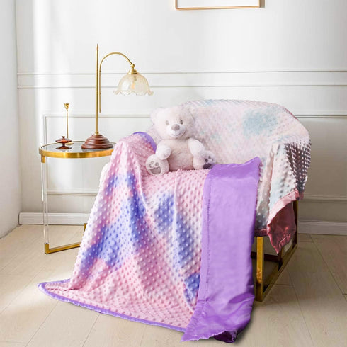 Silky Satin Baby Blanket for Girls, Unique Tie Dye Minky Fabric with Soft Silk Backing, 30 x 40 Inch