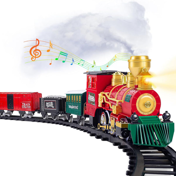 Train Set, Train Toys for Kids Boys with Smokes, Lights and Sound,